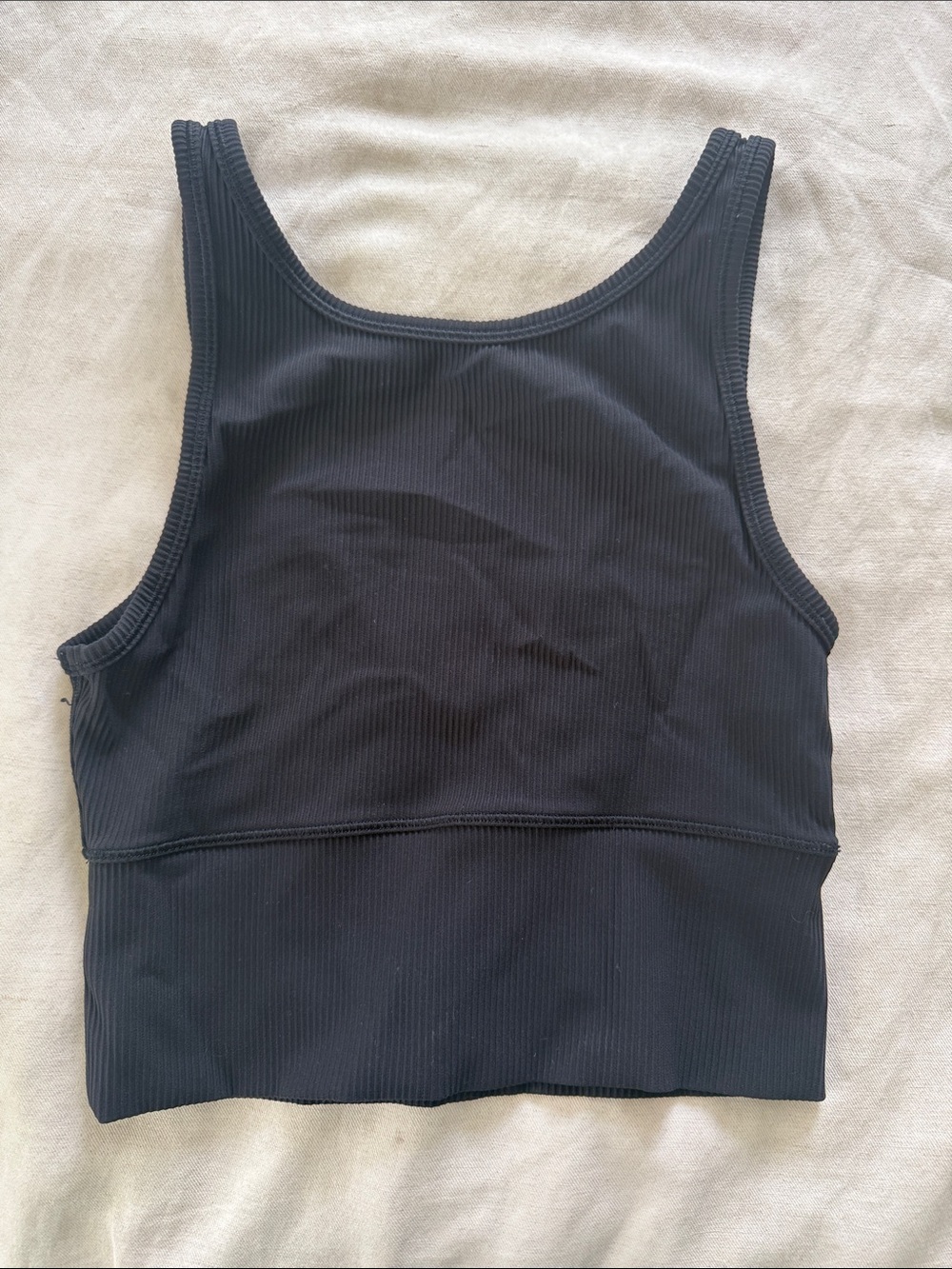 Lululemon Black Ribbed Crop Tank Top